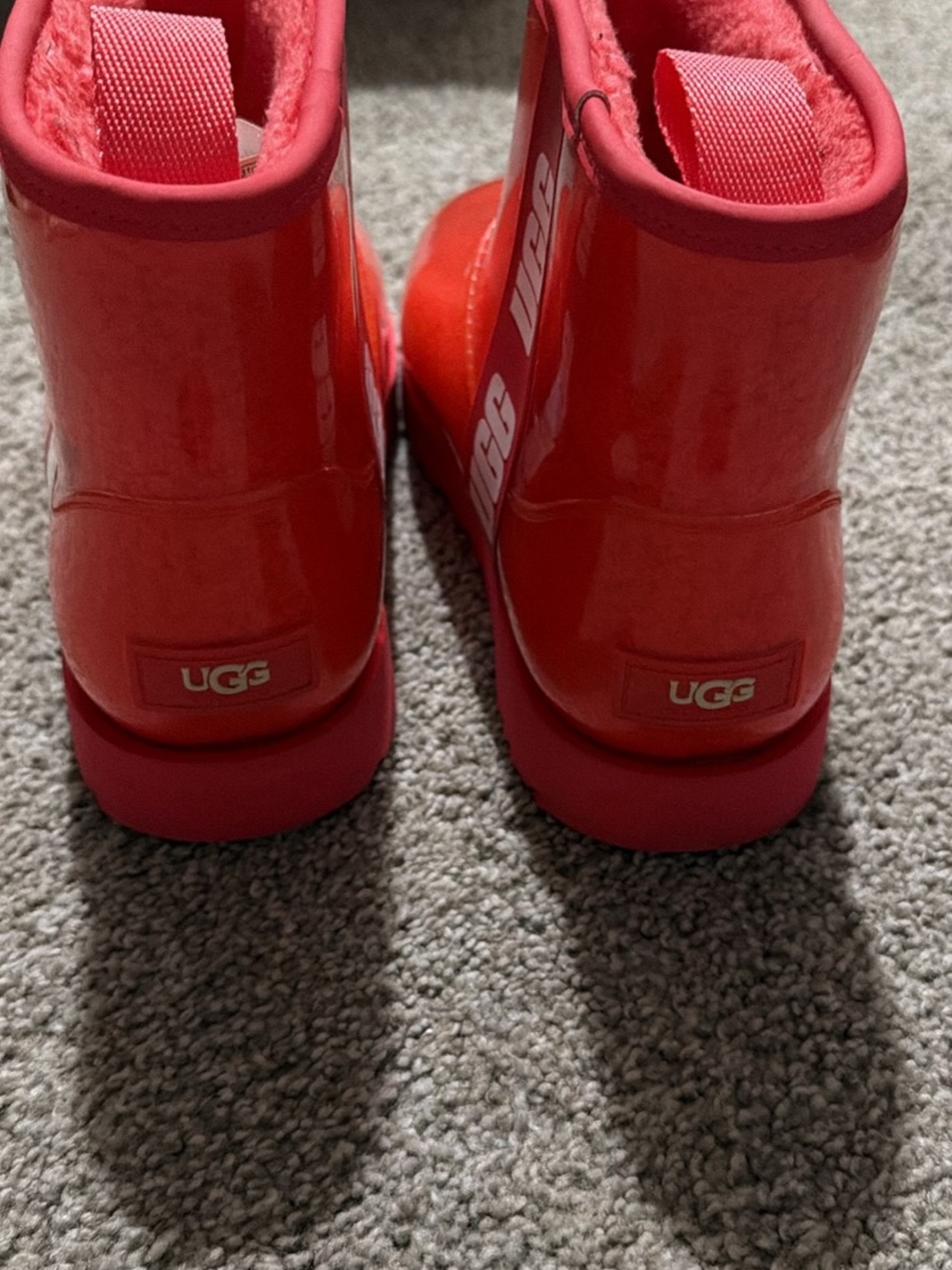 Waterproof UGG Patent Ankle Boots in Bright Red
